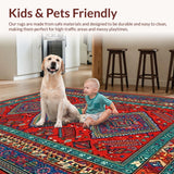 Ultra Soft Area Rug, Non Slip, Stain Resistant, Washable Area Rugs for Living Room, Bedroom, Contemporary Striped Visual Harmony(Red)