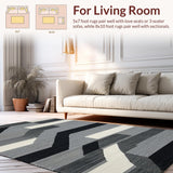 Ultra Soft Area Rug, Non Slip, Stain Resistant, Washable Area Rugs for Living Room, Bedroom, Modern Earthy Tone Striped Pattern(Gray)