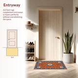 Ultra Soft Area Rug, Non Slip, Stain Resistant, Washable Area Rugs for Living Room, Bedroom, Charming Rustic Botanical Print(Orange)