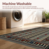 Ultra Soft Area Rug, Non Slip, Stain Resistant, Washable Area Rugs for Living Room, Bedroom, Elegant Black White Trellis Design(Red)
