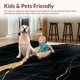 Ultra Soft Area Rug, Non Slip, Stain Resistant, Washable Area Rugs for Living Room, Bedroom, Bold Artistic Black White Contrast(Black)