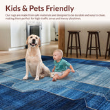 Ultra Soft Area Rug, Non Slip, Stain Resistant, Washable Area Rugs for Living Room, Bedroom, Transitional Coastal Wave Design(Blue)