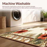 Tropical Paradise Indoor Area Rug With Elegant Floral Pattern(Beige)
