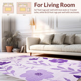 Ultra Soft Area Rug, Non Slip, Stain Resistant, Washable Area Rugs for Living Room, Bedroom, Chic Cute Lavender Circle Statement(Purple)