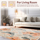 Ultra Soft Area Rug, Non Slip, Stain Resistant, Washable Area Rugs for Living Room, Bedroom, Geometric Butterfly for(Orange)