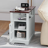 ODIKA Farmhouse Nightstand with Charging Station