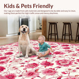 Ultra Soft Area Rug, Non Slip, Stain Resistant, Washable Area Rugs for Living Room, Bedroom, Soft Earthy Floral Accents(White)