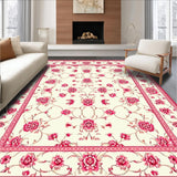 Ultra Soft Area Rug, Non Slip, Stain Resistant, Washable Area Rugs for Living Room, Bedroom, Elegant Floral Area with Timeless Cream and Rose Design(Ivory)