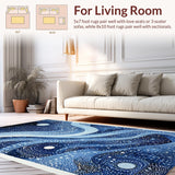 Ultra Soft Area Rug, Non Slip, Stain Resistant, Washable Area Rugs for Living Room, Bedroom, Mythical Sea Monster Rug With Swirling Tentacle Artwork Design(Blue)