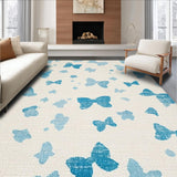 Ultra Soft Area Rug, Non Slip, Stain Resistant, Washable Area Rugs for Living Room, Bedroom, Boho Blue Bow Rug:  Stylish Flat-Weave Area Rug(Beige)
