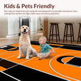 Ultra Soft Area Rug, Non Slip, Stain Resistant, Washable Area Rugs for Living Room, Bedroom, Playful Court Lines Design(Orange)