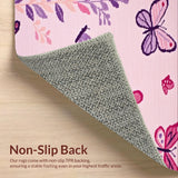 Ultra Soft Area Rug, Non Slip, Stain Resistant, Washable Area Rugs for Living Room, Bedroom, Playful Pastel Butterfly Aesthetic(Pink)