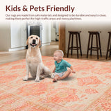 Ultra Soft Area Rug, Non Slip, Stain Resistant, Washable Area Rugs for Living Room, Bedroom, Rustic Vintage Seal Pattern(Pink)