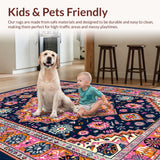 Ultra Soft Area Rug, Non Slip, Stain Resistant, Washable Area Rugs for Living Room, Bedroom, Serene Earthy Tones with Linear Patterns(Blue)