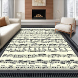 Ultra Soft Area Rug, Non Slip, Stain Resistant, Washable Area Rugs for Living Room, Bedroom, Sleek Modern Music-Inspired Illustration(Black)