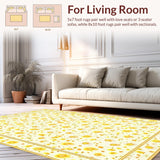 Ultra Soft Area Rug, Non Slip, Stain Resistant, Washable Area Rugs for Living Room, Bedroom, Charming Floral Motif with Earth Tones(Beige)