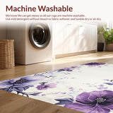 Ultra Soft Area Rug, Non Slip, Stain Resistant, Washable Area Rugs for Living Room, Bedroom, Elegant Pastel Floral Artistry(Purple)