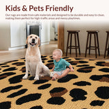 Ultra Soft Area Rug, Non Slip, Stain Resistant, Washable Area Rugs for Living Room, Bedroom, Stylish Non-Shedding Dormitory Leopard Accent Rug(Beige)