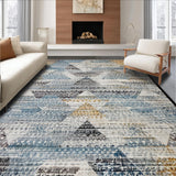 Ultra Soft Area Rug, Non Slip, Stain Resistant, Washable Area Rugs for Living Room, Bedroom, Boho Triangle Weave Carpet(Beige)