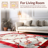 Ultra Soft Area Rug, Non Slip, Stain Resistant, Washable Area Rugs for Living Room, Bedroom, Dynamic Cherry Petals Artistic Composition(Red)