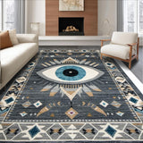 Ultra Soft Area Rug, Non Slip, Stain Resistant, Washable Area Rugs for Living Room, Bedroom, Dark Gray Textured Geometric Style(Gray)