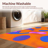 Ultra Soft Area Rug, Non Slip, Stain Resistant, Washable Area Rugs for Living Room, Bedroom, Psychedelic Colorful Wave Motif(Orange)