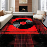Ultra Soft Area Rug, Non Slip, Stain Resistant, Washable Area Rugs for Living Room, Bedroom, Chic Modernist Record Aesthetic(Black)