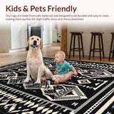 Ultra Soft Area Rug, Non Slip, Stain Resistant, Washable Area Rugs for Living Room, Bedroom, Trendy Monochrome Animal Motif(Black)