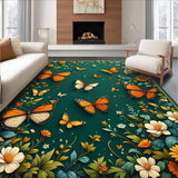 Ultra Soft Area Rug, Non Slip, Stain Resistant, Washable Area Rugs for Living Room, Bedroom, Vibrant Floral Boho Symphony(Green)