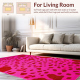 Ultra Soft Area Rug, Non Slip, Stain Resistant, Washable Area Rugs for Living Room, Bedroom, Joyful Pink Safari Inspired Style(Pink)