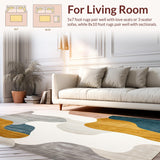 Ultra Soft Area Rug, Non Slip, Stain Resistant, Washable Area Rugs for Living Room, Bedroom, Chic Abstract Flow Area Modern Beige Grey Wavy Lines(Gray)