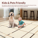 Ultra Soft Area Rug, Non Slip, Stain Resistant, Washable Area Rugs for Living Room, Bedroom, Contemporary Geometric Neutral Beige Area Modern Design(Beige)