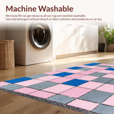 Ultra Soft Area Rug, Non Slip, Stain Resistant, Washable Area Rugs for Living Room, Bedroom, Playful Interactive Hopscotch Aesthetic(Pink)