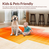 Ultra Soft Area Rug, Non Slip, Stain Resistant, Washable Area Rugs for Living Room, Bedroom, Eclectic Colorful Contemporary Fusion(Orange)