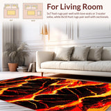Ultra Soft Area Rug, Non Slip, Stain Resistant, Washable Area Rugs for Living Room, Bedroom, Vivid Abstract Magma Design(Red)