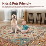 Ultra Soft Area Rug, Non Slip, Stain Resistant, Washable Area Rugs for Living Room, Bedroom, Boho Woven for(Beige)