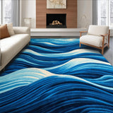 Ultra Soft Area Rug, Non Slip, Stain Resistant, Washable Area Rugs for Living Room, Bedroom, Bright Nautical Coastal Elegance(Blue)