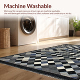 Ultra Soft Area Rug, Non Slip, Stain Resistant, Washable Area Rugs for Living Room, Bedroom, Minimalist Geometric Black and White Motif(Gray)