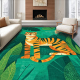 Ultra Soft Area Rug, Non Slip, Stain Resistant, Washable Area Rugs for Living Room, Bedroom, Lively Colorful Safari Theme(Orange)