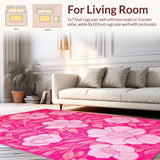 Ultra Soft Area Rug, Non Slip, Stain Resistant, Washable Area Rugs for Living Room, Bedroom, Stylish Plush Diamond Motif(Pink)