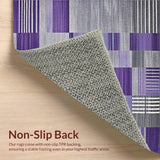 Ultra Soft Area Rug, Non Slip, Stain Resistant, Washable Area Rugs for Living Room, Bedroom, Geometric Purple Grey Elegance(Purple)