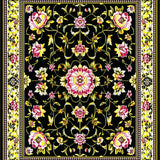 Ultra Soft Area Rug, Non Slip, Stain Resistant, Washable Area Rugs for Living Room, Bedroom, Artistic Modern Botanical Statement Piece(Black)