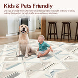 Pet Friendly Modern Area Featuring Berber Diamond Motif and Linear Elements(Beige)
