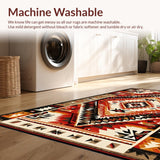 Ultra Soft Area Rug, Non Slip, Stain Resistant, Washable Area Rugs for Living Room, Bedroom, Contemporary Geometric Rustic Charm(Red)