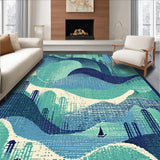 Ultra Soft Area Rug, Non Slip, Stain Resistant, Washable Area Rugs for Living Room, Bedroom, Nautical Sea Monster Rug: Playful Ocean Themed Carpet(Blue)