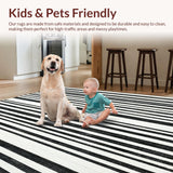 Ultra Soft Area Rug, Non Slip, Stain Resistant, Washable Area Rugs for Living Room, Bedroom, Graphic Stripe Fusion Rug with Modern Minimalist Contrast Pattern(Gray)