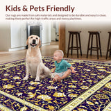 Ultra Soft Area Rug, Non Slip, Stain Resistant, Washable Area Rugs for Living Room, Bedroom, Victorian Era Antique(Purple)
