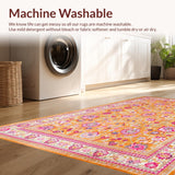 Ultra Soft Area Rug, Non Slip, Stain Resistant, Washable Area Rugs for Living Room, Bedroom, Colorful Playful Petal Arrangement(Orange)
