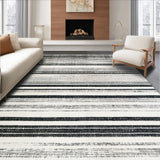 Ultra Soft Area Rug, Non Slip, Stain Resistant, Washable Area Rugs for Living Room, Bedroom, Bold Contrast Striped Rug, Non Slip Absorbent, Modern Layered Design(Black)