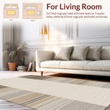 Ultra Soft Area Rug, Non Slip, Stain Resistant, Washable Area Rugs for Living Room, Bedroom, Modern Subtle Organic Patterns(Beige)